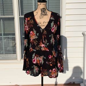 Band of Gypsies Floral Black Romper